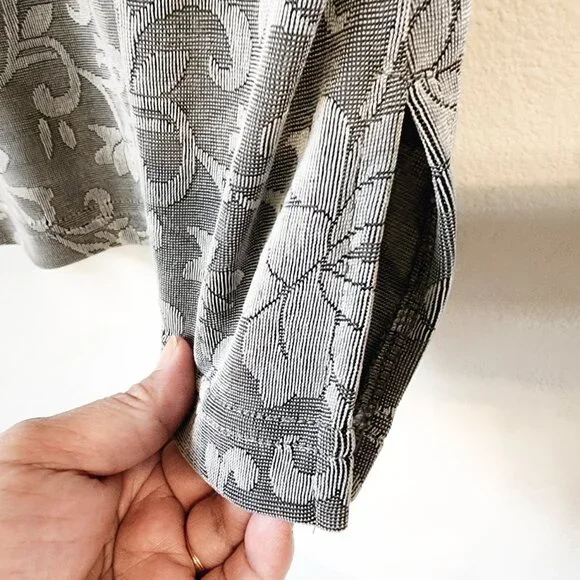 Vintage Y2k 70s Clio PM LongSleeve Gray Floral Top Whimsigoth Retro Disco - Picture 10 of 15